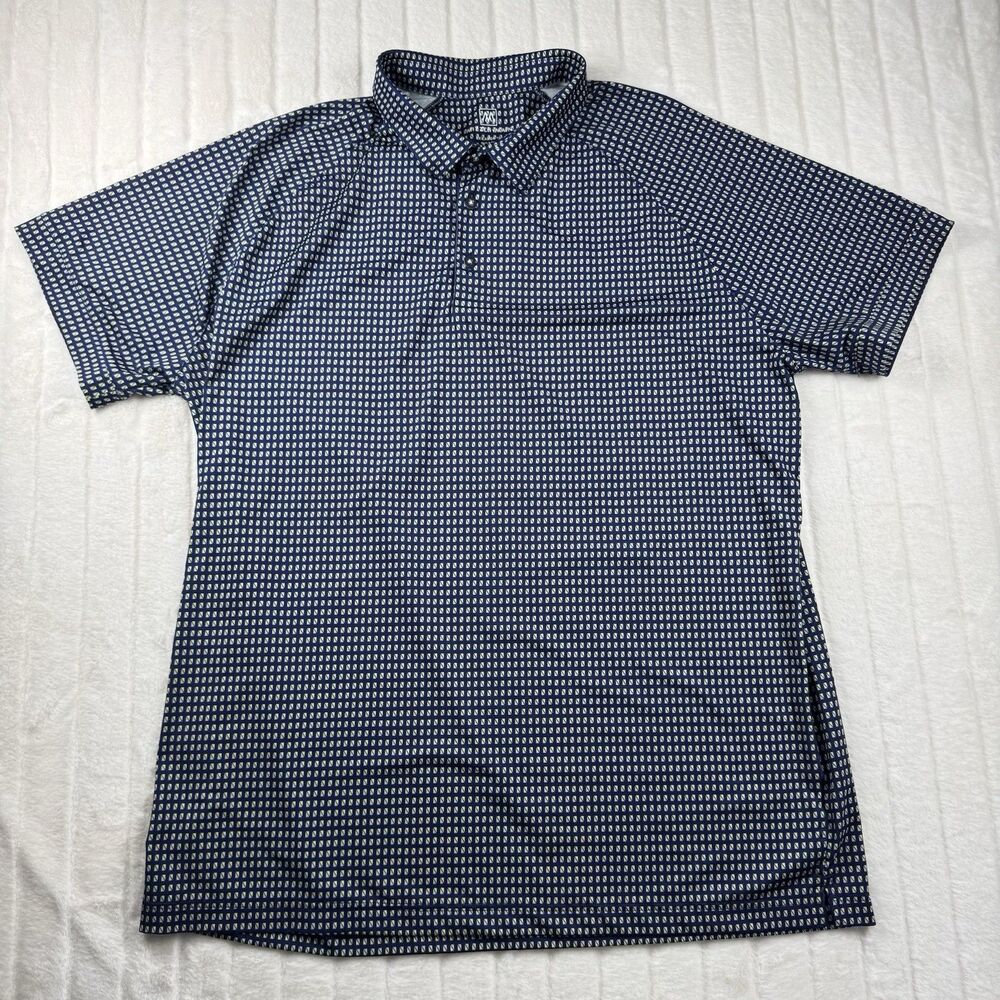 Mizzen Main Versa Polo Mens 2XL Trim AOP Geometric Navy Golf Performance Stretch